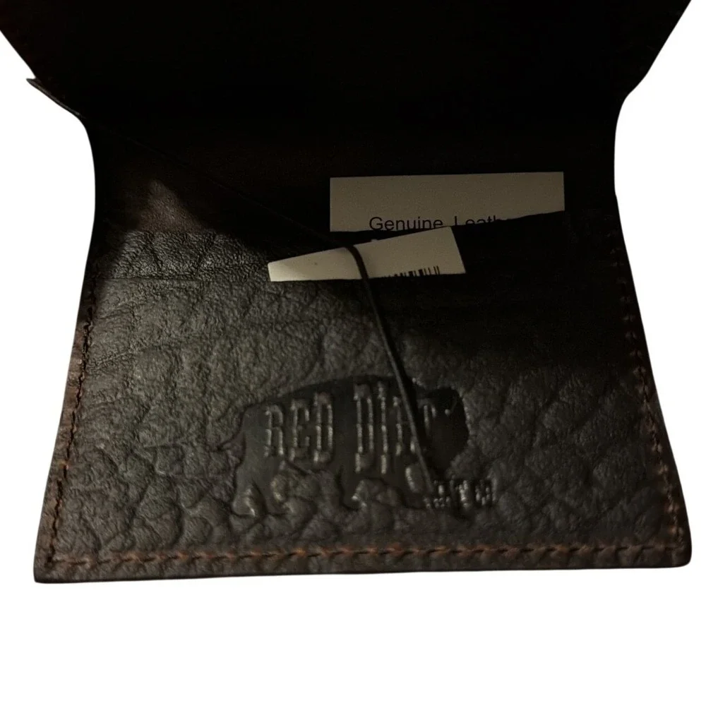 Red Dirt‎ Hat Company Mens Bifold Card Case Bison Leather Brown, NIB